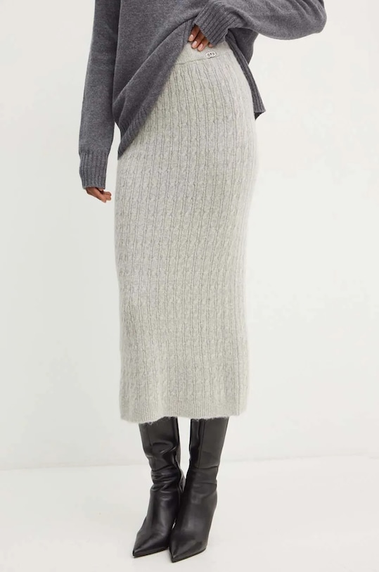 Liu Jo fusta din amestec de lana uni gri WF4391.MA43P