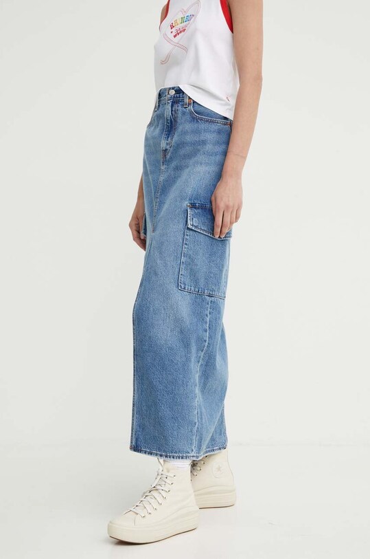 Levi's fustă din denim uni albastru 0005S