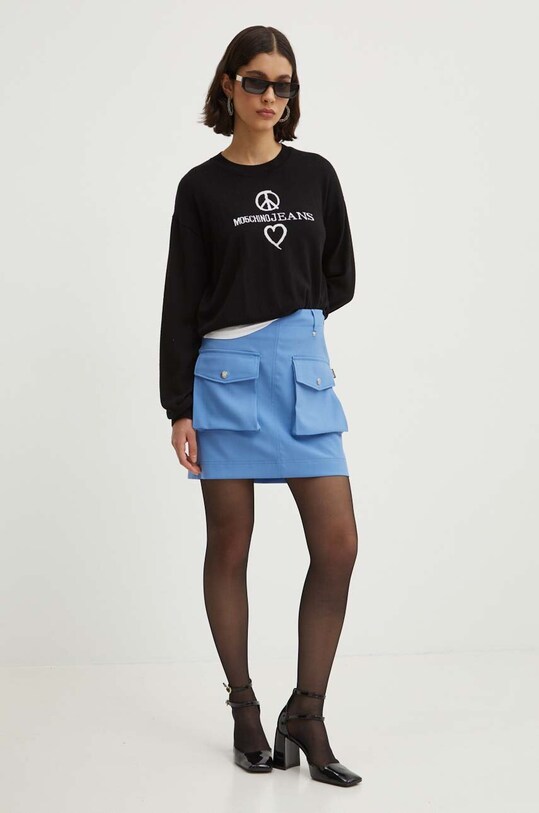 Moschino Jeans spódnica z domieszką wełny 0109.8226 niebieski AW24