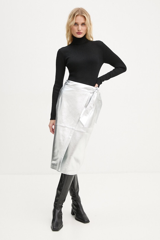 Kožna suknja BA&SH Planet friendly srebrna 1H24FAYE