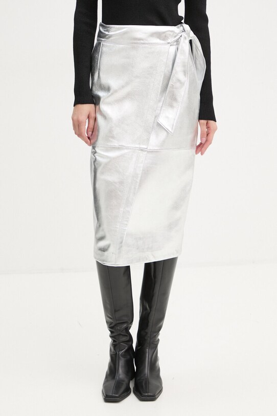 BA&SH fusta de piele 1H24FAYE argintiu AW24