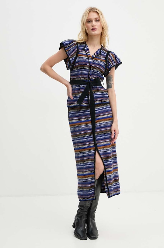 BA&SH spódnica z domieszką wełny 1H24FLAM granatowy AW24