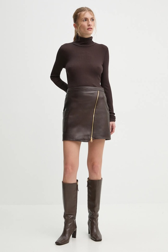 Шкіряна спідниця BA&SH 1H24MALA коричневий AW24