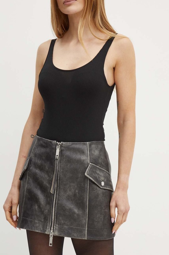 MAX&Co. fustă de piele uni negru 2426406011200