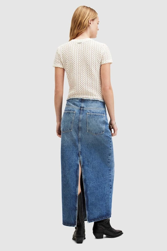 AllSaints fustă din denim din bumbac CYRA MAXI W021RA albastru