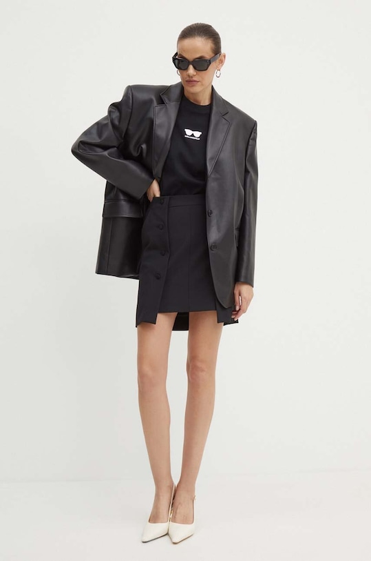 Karl Lagerfeld szoknya gyapjú keverékből 245W1206 fekete AW24