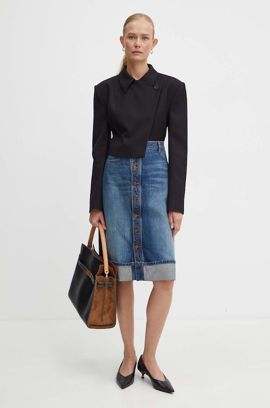 Victoria Beckham fustă din denim 1324DSK005559A albastru AW24