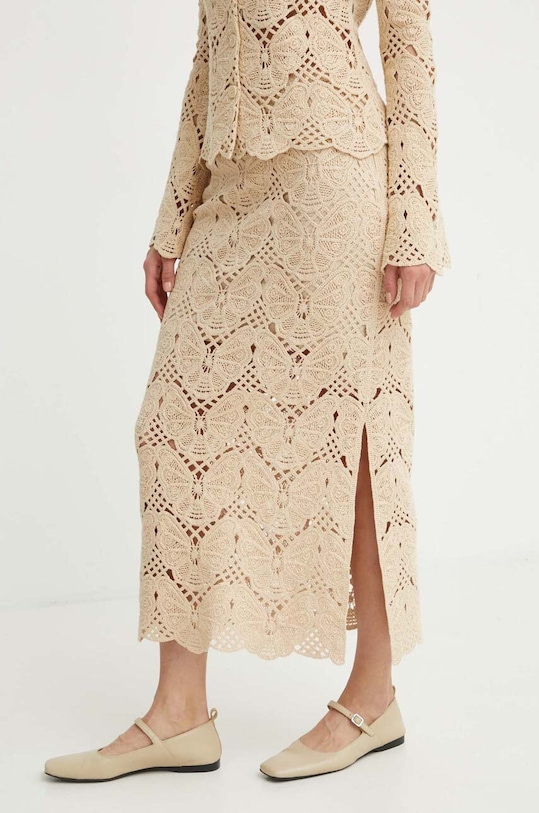 Pamučna suknja By Malene Birger CANTALA bez uzorka bež Q72363002