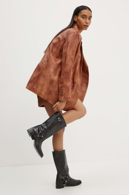 Kožená sukně Gestuz 10909246 hnědá