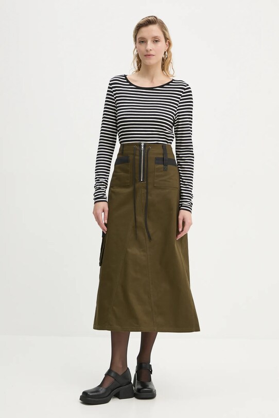 Résumé spódnica bawełniana CapriRS 222651227 zielony AW24