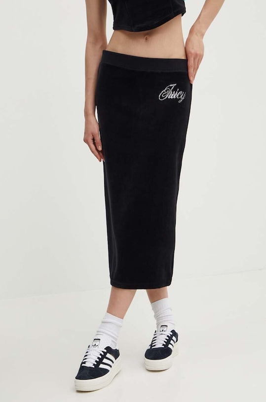Juicy Couture spódnica welurowa CVC ROSE midi czarny JCWGS24346.101
