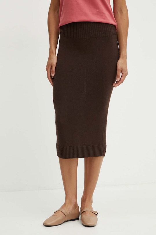 Max Mara Leisure spódnica wełniana casual brązowy 2426306018600