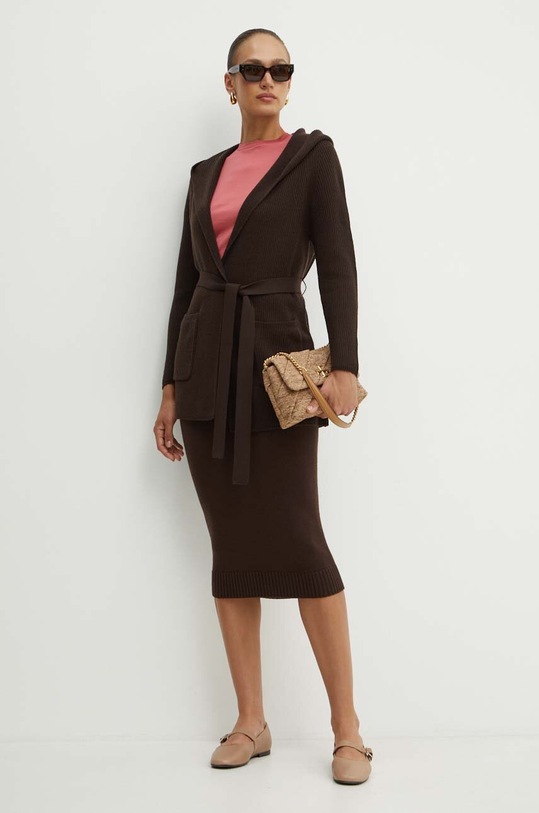Max Mara Leisure spódnica wełniana 2426306018600 brązowy AW24