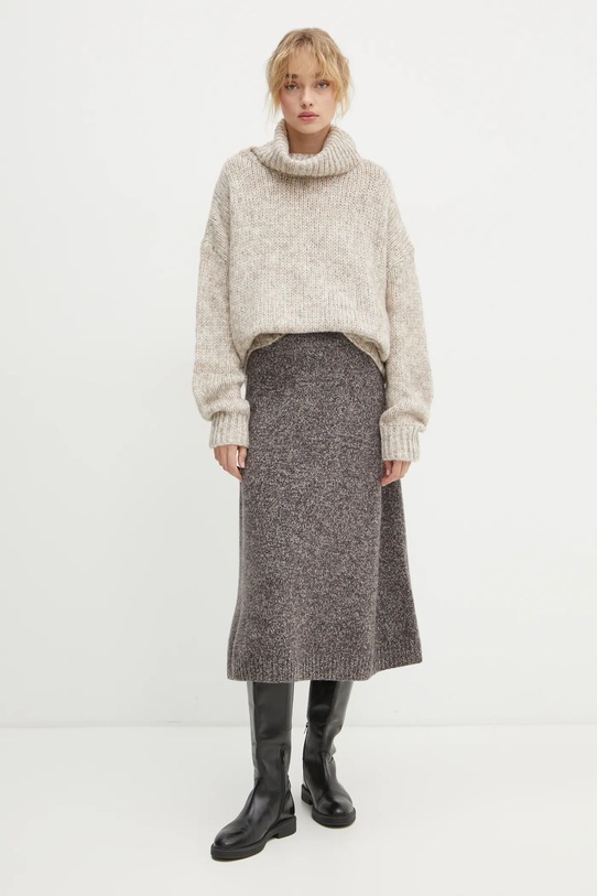 Weekend Max Mara spódnica wełniana 2425306012600 brązowy AW24