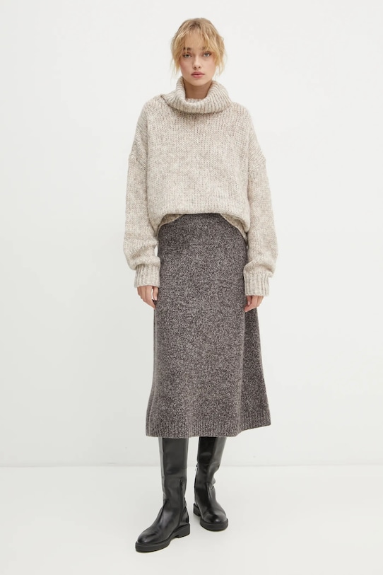 Weekend Max Mara spódnica wełniana 2425306012600 brązowy AW24