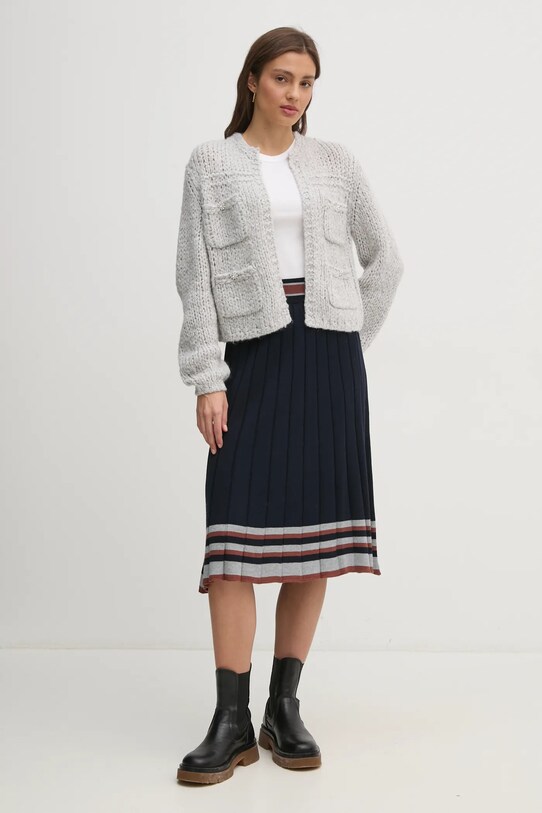 United Colors of Benetton fustă din amestec de lână 1281E001I bleumarin AW24