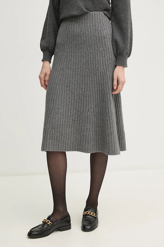 Vlněná sukně United Colors of Benetton midi šedá 1244D001M