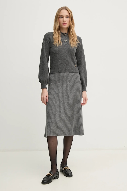 Vlněná sukně United Colors of Benetton 1244D001M šedá AW24