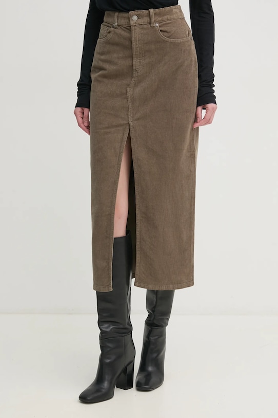 United Colors of Benetton fusta din velur uni verde 41ULD0045