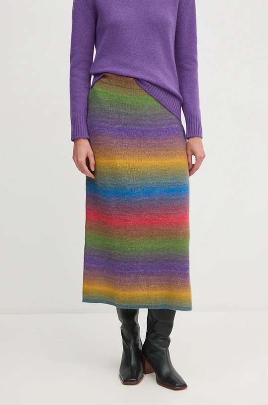 United Colors of Benetton fusta din amestec de lana cu modele violet 1050D001N