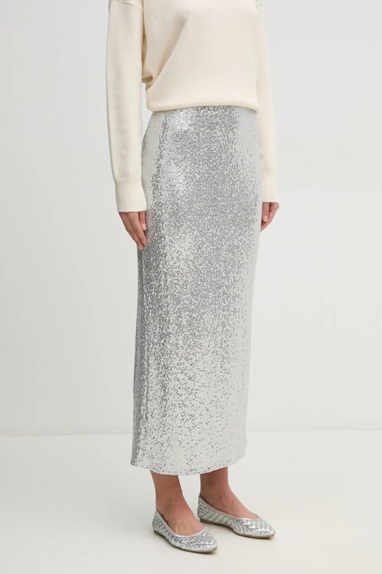 Юбка United Colors of Benetton midi серебрянный 4RO6D0046