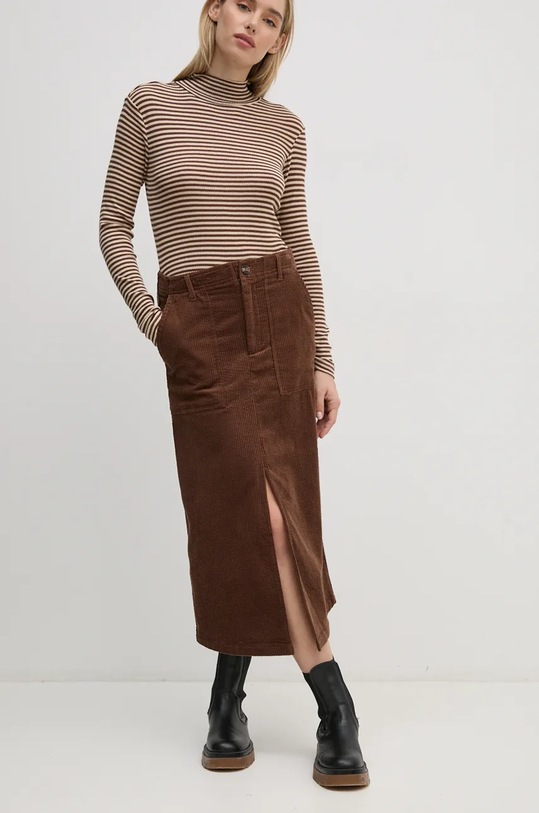 Pepe Jeans fusta din velur CISSY uni maro PL901153