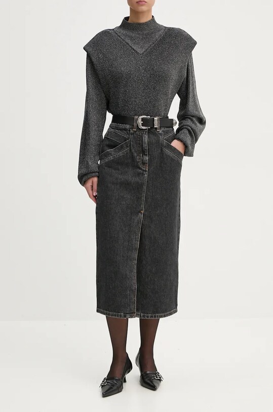 Džínová sukně IRO midi černá WM31CLARYSSE