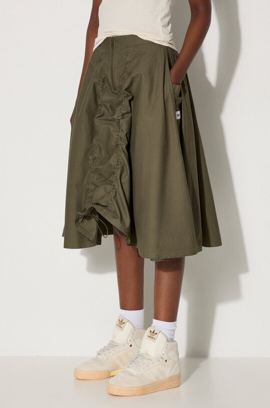Βαμβακερή φούστα Vans Premium Classics LX A-Line Ruched Skirt VN000GZ5KCZ1 πράσινο