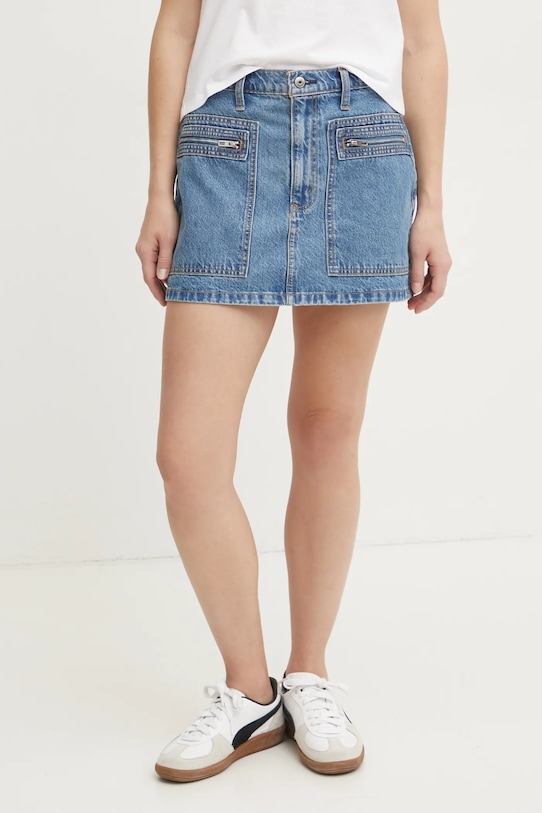 Abercrombie & Fitch fusta jeans uni albastru KI143.4346.275