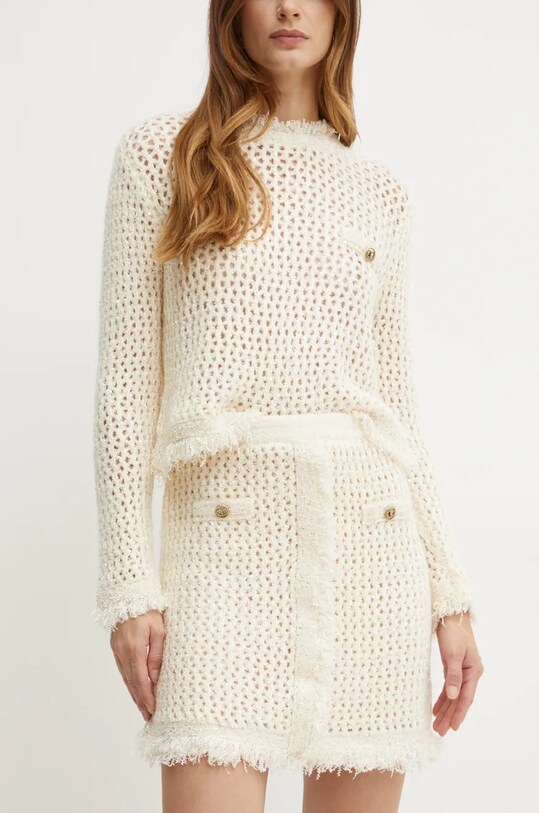 Twinset spódnica z domieszką wełny casual beżowy 242TP3771