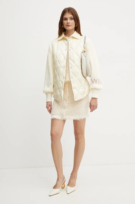 Twinset spódnica z domieszką wełny 242TP3771 beżowy AW24