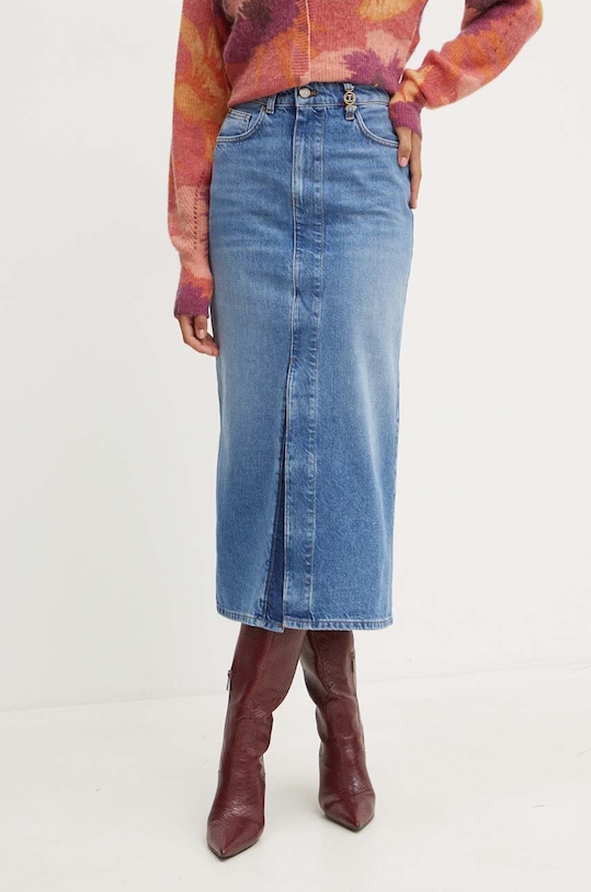 Twinset fustă din denim uni albastru 242TP2564