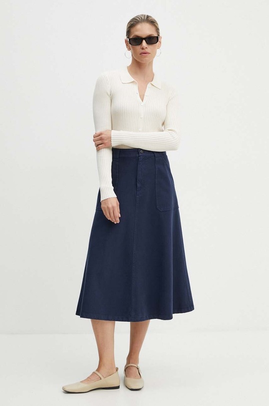 A.P.C. spódnica bawełniana jupe laurie COGZV.F06410 granatowy AW25