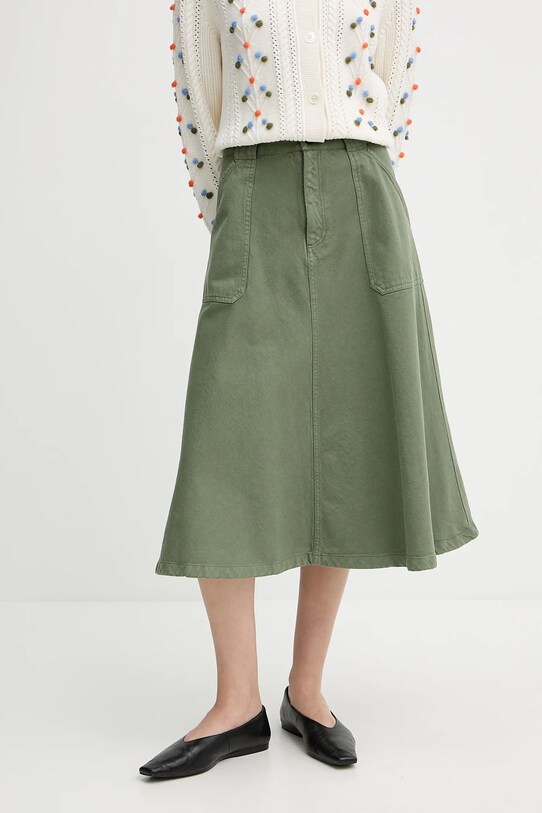 A.P.C. spódnica bawełniana jupe laurie casual zielony COGZV.F06410