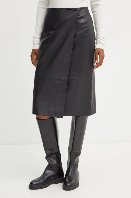 BOSS fusta de piele uni negru 50524021