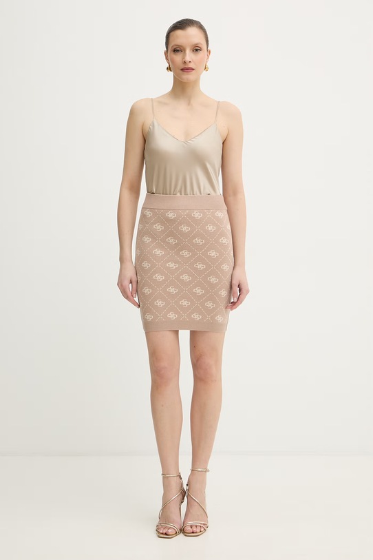 Guess spódnica z domieszką wełny SARAH W4BD0S.Z3JD2 beżowy SS26