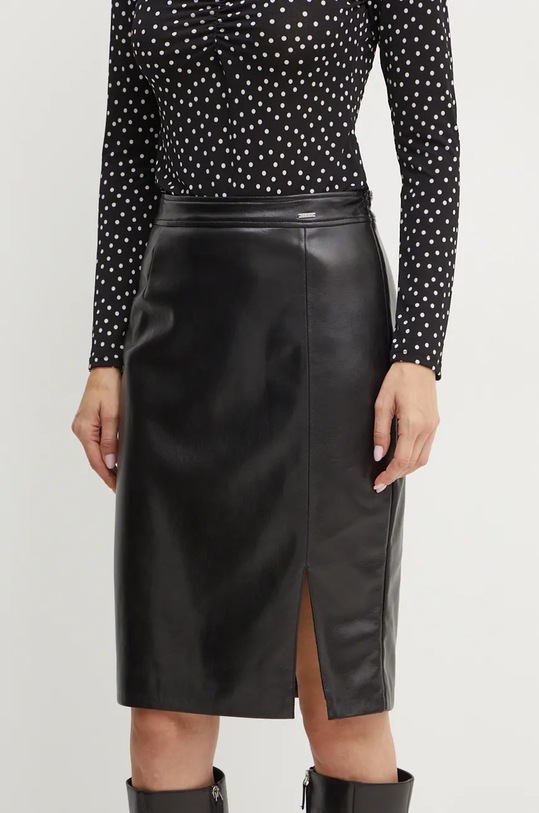 Suknja Guess GIORGIA bez uzorka crna W4BD91.WGIK0