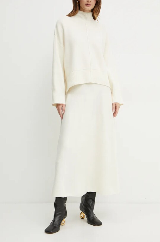 Ivy Oak spódnica wełniana rozkloszowany beżowy IO113148