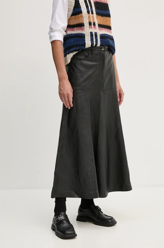 MUNTHE bőr szoknya TUXYA hullámos fekete 243122524304