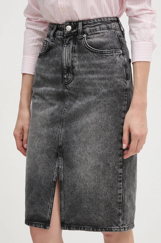 Sisley fustă din denim uni negru 42W2L002H