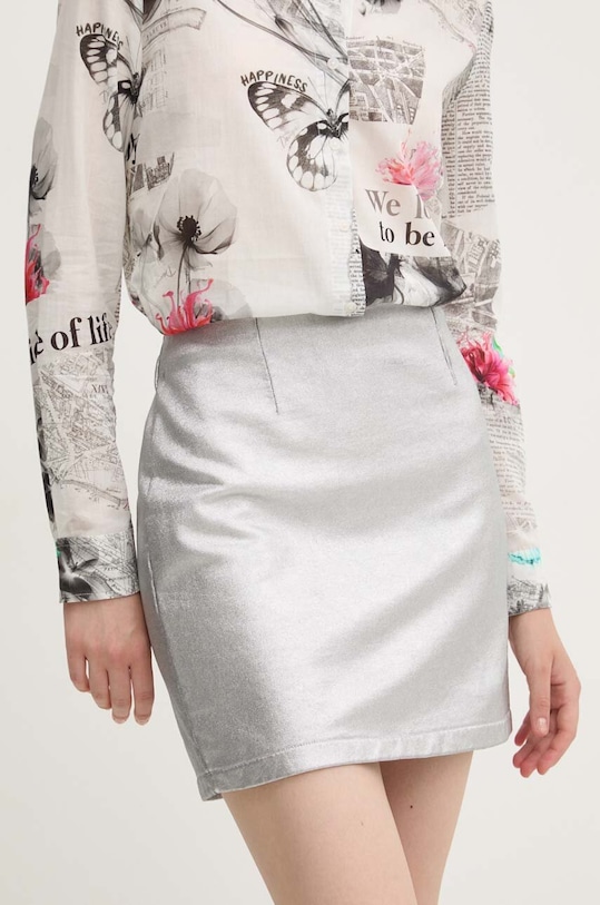 Desigual spódnica LONDON bawełna srebrny 24WWFK01