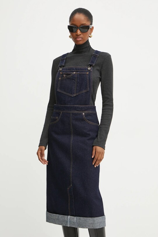 Victoria Beckham rochie din denim uni bleumarin 1424DSK005883C