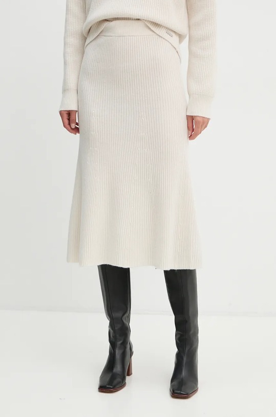 Calvin Klein fusta de lana uni alb K20K207688