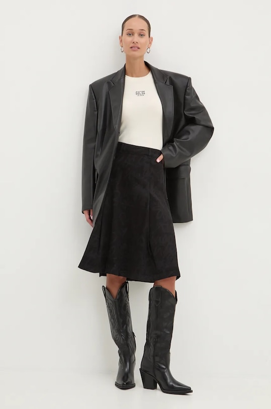 Desigual szoknya LETTERING 24WWFW07 fekete AW24