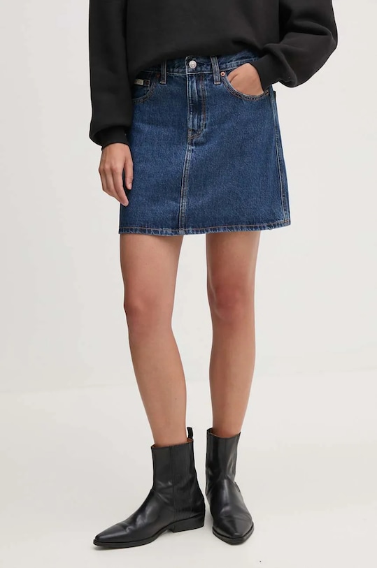 Calvin Klein Jeans fustă din denim uni albastru 00040WL741