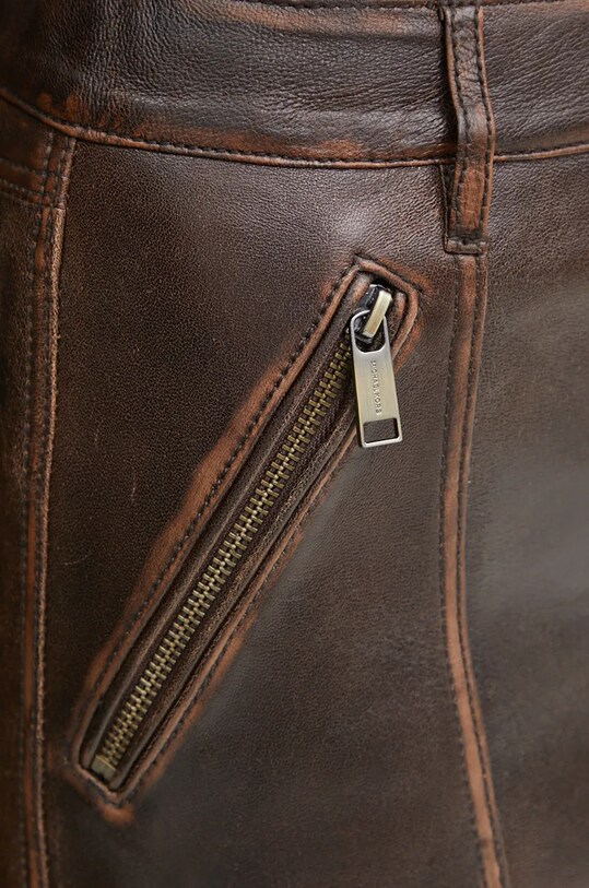 Kožená sukně MICHAEL Michael Kors hnědá MF470G2F24