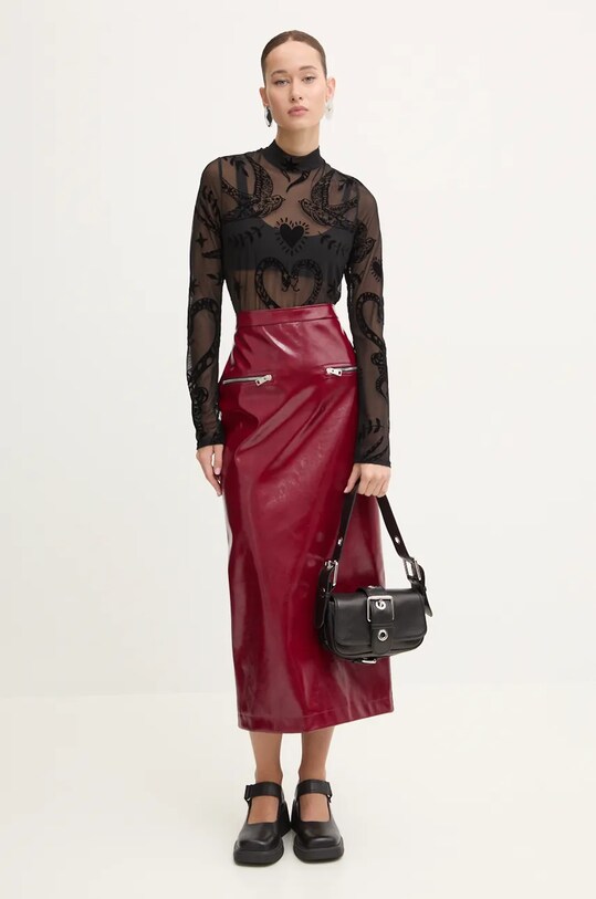 Sukně MSGM 3742MDD04.247800 burgundské AW24