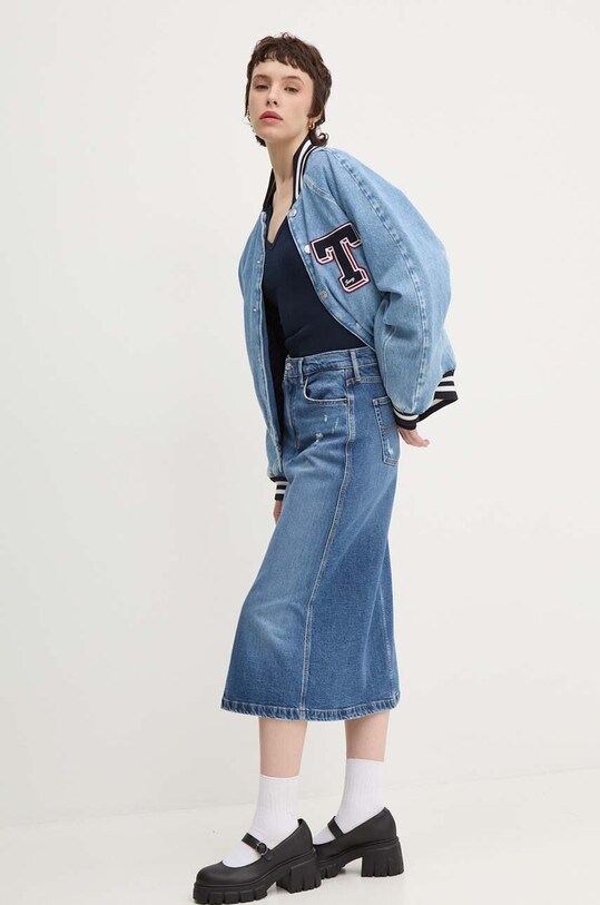 Tommy Jeans fustă din denim DW0DW18946 albastru AW24