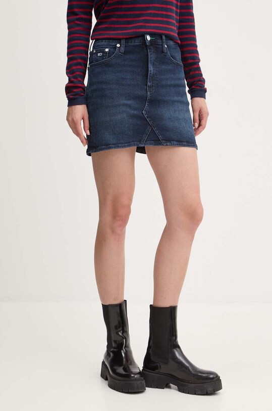 Tommy Jeans fustă din denim uni bleumarin DW0DW18951