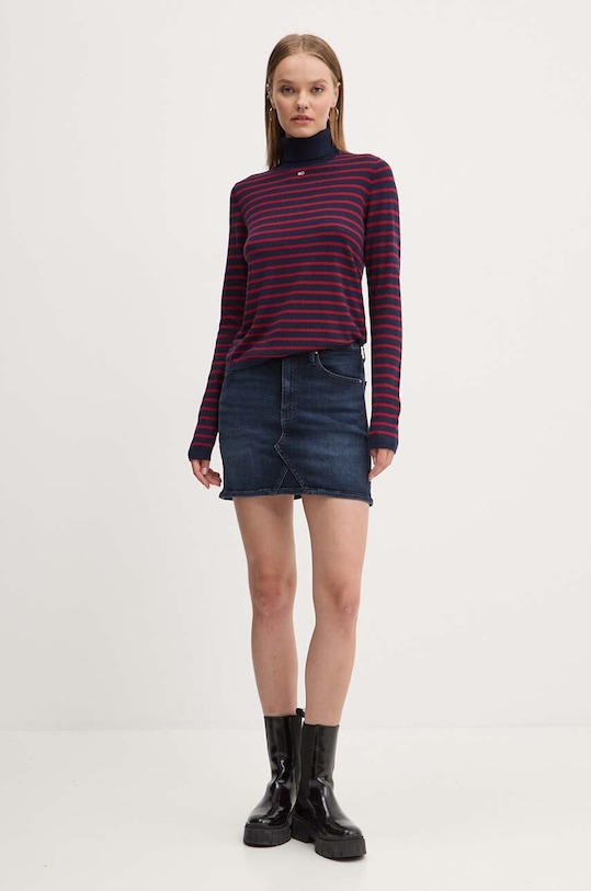 Tommy Jeans fustă din denim DW0DW18951 bleumarin AW24